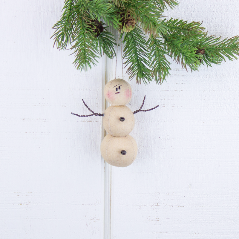 Mini Fabric Snowman Ornament - Honey and Me Collective